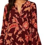 Show Me Your Mumu Perveen Pirate Tunic Large Boho Floral Bell Sleeve Burgundy Photo 0