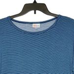 LuLaRoe  Tunic Top‎ Size XS Blue White Striped Womens Stretch Blend SS T-Shirt Photo 1