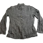 Eileen Fisher  Jacket‎ Womens S Linen Cross Hatch Black/Charcoal Button-Down J100 Photo 0