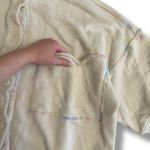 Free People Cream Cropped Boxy Cardigan L Rainbow Stitch Oversized Top Photo 7