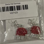 NWT Festive Red and Silver Rhinestone Santa Hat Earrings Photo 3