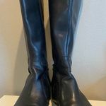 Franco Sarto Black Leather Cecily Riding Boots with Silver Buckle Size 7.5 Photo 2