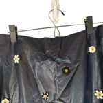 CeCe Navy Blue Faux Leather Floral Applique Mini Skirt Women Sz 2 Photo 4