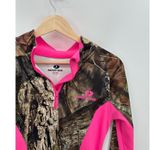 Mossy Oak  Quarter Zip Pullover Camo Women Small Brown Pink Fleece Lined Photo 3