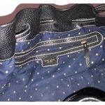 Kate Spade Drawstring Hobo Bag Black Pebbled Leather White Stitching Photo 3