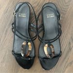 Stuart Weitzman  Patent Leather Strappy Wedge Sandal Black with Tortoise Size 9 M Photo 1