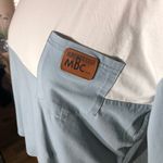 MBC Wear Cropped Shirt Large Chest Pocket Cotton White/Blue White Photo 9