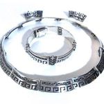 STERLING MID CENTURY MODERN CHOKER BRACELET EARRINGS COLLECTIBLE ARTICULATED SET Silver Photo 0