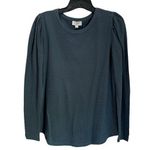 Loft Textured Slate Gray Long Sleeve Puff Sleeve Top Size Small Photo 0