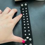 Kara NYC Cara New York Vintage y2k Leather Punk Rivets Decor Wide Bracelet Unisex cuff wristband snap moto rock whimsygoth OS 2 row pyramid metallic Photo 2