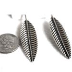 NWT Sophisticated Retro Silver Etched American Native Dangle Fish Hook Earrings Photo 2