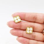 Medieval Renaissance White and Gold Earrings Photo 2