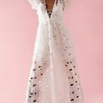 For Love & Lemons Leighton Maxi Dress Floral Embroidered Puff Sleeve Bridal XS White Photo 2