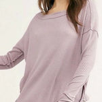 Free People  We The Free North Shore Thermal Top Lilac Waffle Knit Medium EUC Photo 0