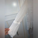 H&M Set ivory films sheer top & Old Navy khaki side zip chinos Photo 4