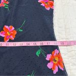 DKNY  Party Floral Navy and Pink Flower Bow neck Ruffle Sheer Sleeves Mini Dress Photo 7