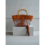 Miu Miu Orange Suede PVC Top Bamboo Handle Bag Photo 2