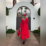 Elliatt  Vibrant Red Long Coat Double breasted gold buttons NWOT quiet luxury Photo 2