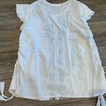 Time And Tru White Ruffle Scrunch Side Tie Tank Blouse Top Embroidered Photo 3