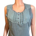 Pulp women's crew neck button front embellished sleeveless henley tank top M Blue Size M Photo 3