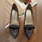 Kate Spade  Poppy Flats Black and Silver  Glitter Bow Photo 1
