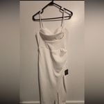 Lulus NWT  Always Turning Heads White Bustier Tulip Midi Dress Size Medium Photo 4
