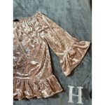 Anthropologie Sanctuary‎ Boho Women Pink Crushed Velvet Peplum Blouse Ruffle L Size L Photo 6