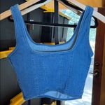 PINK - Victoria's Secret NWOT PINK Victoria’s Secret Denim Blue Corset Bralette Crop Top Size Small Photo 9