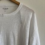 J.Crew New Relaxed Linen Long Sleeve T-Shirt in White, Size Large Photo 3
