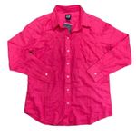 Gap  Women's Boyfriend Fit Button Down Long Sleeve Shirt 100% Linen Fuchsia NWT Photo 0