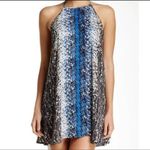 Free People  Dress Womens Small Blue Black Onyx Printed Small Talk Mini Edgy Rock Photo 7
