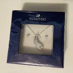 Swarovski Crystal Nice Feather Necklace & Earrings Set, White, Rhodium Plated Photo 0
