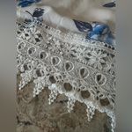 Of the Shoulder Smocked Dress Juniors M White Flutter sleeves Blue Floral Lace Size undefined Photo 5