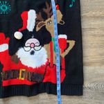 Allison Brittney  Black Christmas Sweater - Santa & Reindeer M Photo 5
