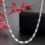 Boutique Flat Mariner Chain Necklace | White Gold Plated Silver Photo 1