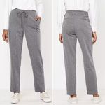 Loft  Soft Knit Tapered Pull-On Elastic Drawstring Pant Gray White Pinstripe XSP Photo 1