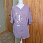 Vintage 1993 Bugs Bunny Purple Baseball Jersey Button Down Shirt Size XL Photo 1