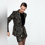 ZARA  BLACK BLAZER VELVET EMBROIDERED GOLD SEQUINS COAT JACKET TRINNY - Large Photo 3