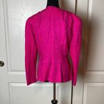 80s VINTAGE SILK HOT PINK BUTTON UP BLOUSE BUSINESS BABE BARBIE Size 6 Photo 2
