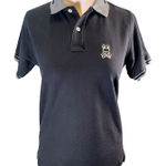 Psycho Bunny ‎ Pima Cotton Polo Shirt Skull Bunny Logo Black Gray Trim Small Photo 0