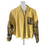 POL NEW  Yellow & Plaid Distressed Jacket/Shirt Photo 0
