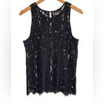 Wilfred ‎ Black Floral Lace Tank Top with Keyhole Back Medium Photo 1