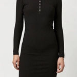 Buffalo David Bitton Faye Solid Knit Button Down Midi Dress Black Women's Size S Photo 0