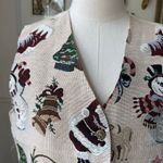 Vintage 90s Northern Traditions Snowman Christmas Tree Tapestry Vest XL Green Photo 2
