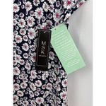 NWT MSK Women Navy 70s Style Floral Dress Size 1X – White & Pink Flower Print Blue Photo 3