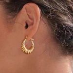 Croissant Hoops Earrings Chunky Hoop Earrings Gold Hoop Earrings Photo 3