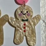 Christmas Gingerbread Man Drop Earrings Tan Photo 2