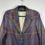 Vintage Country Shop Plaid Purple Green Blazer Women’s Size 12 Button Up Photo 2