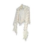 VTG 1980’s Handmade Crochet Poncho Shawl Cape Cream Fringe Boho Hippie Photo 4