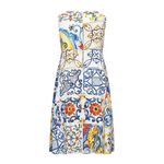 Dolce & Gabbana  Majolica Print A-Line Silk Dress Womens Size EU 46 US 10 White Photo 2
